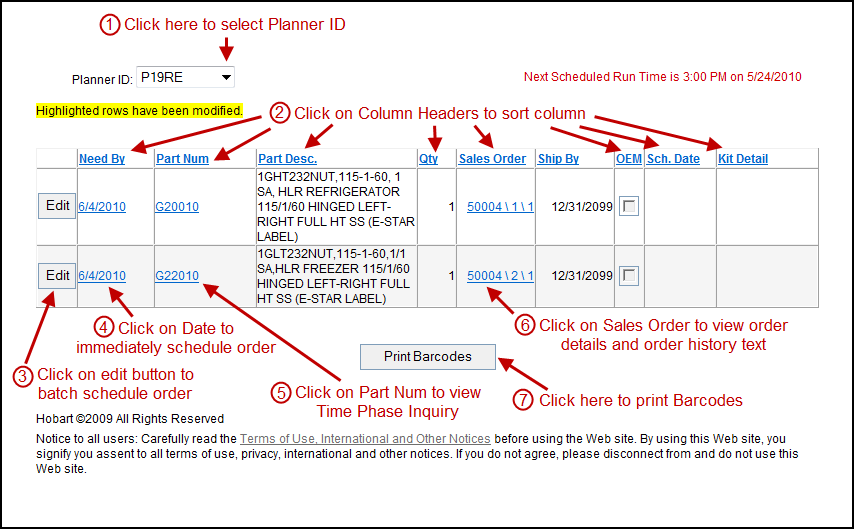 Orders to Schedule