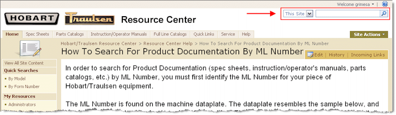 Resource Center How To Search For Product Documentation By ML Number